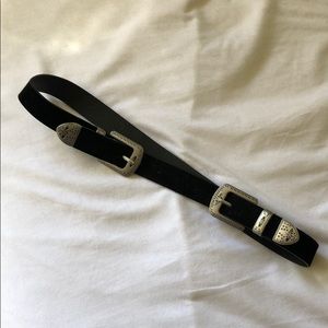 double hook western style silver belt
